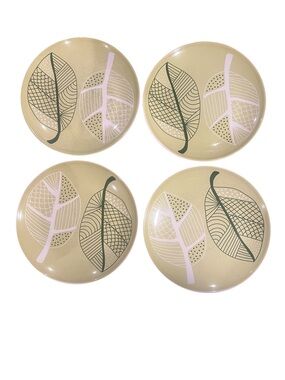 IKEA set of 4 Overens salad/ dessert Plates Leaf Pattern Made in Portugal